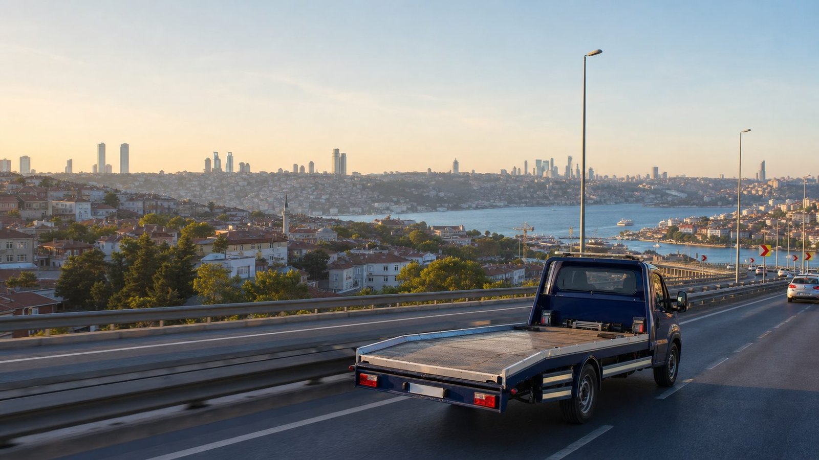 Güngören içeriği için sürücü, otomobil ve çekici hazırlığını gösteren Avrupa Yakası yol yardım fotoğrafı